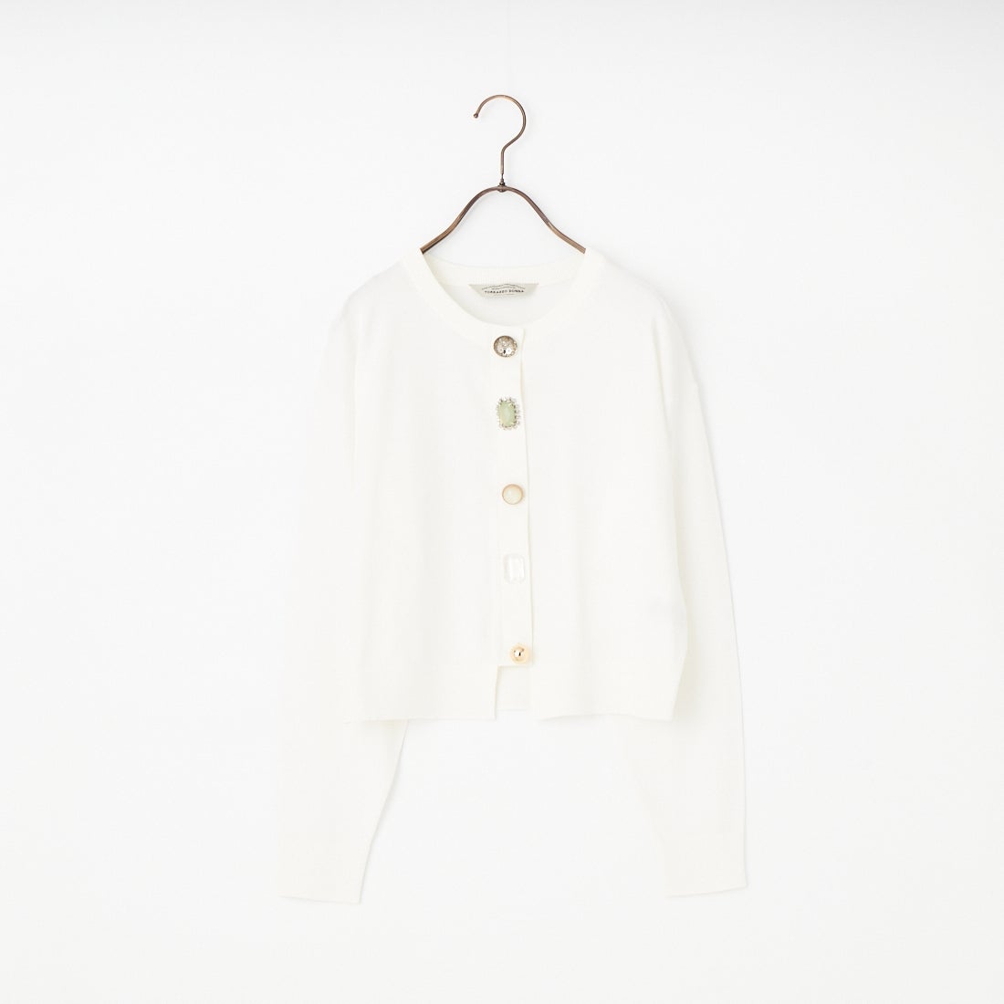 【新品】TORRAZZO DONNA ホワイトカーディガン ビジューボタン Torrazzo Donna（トラッゾドンナ） カーディガン TORRAZZO DONNA