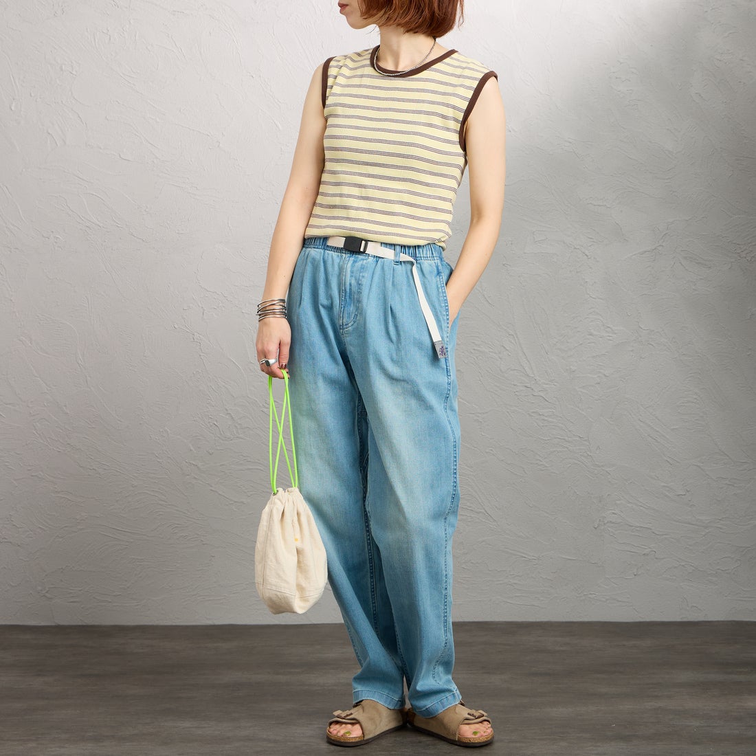 GRAMiCCi [グラミチ] 別注 ストレッチデニム エブリデイパンツ [GUP6-S2014-JF] MEDIUM USE &&モデル身長：158cm 着用サイズ：S&&