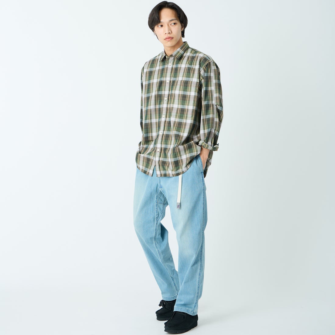 GRAMiCCi [グラミチ] 別注 ストレッチデニム エブリデイパンツ [GUP6-S2014-JF] MEDIUM USE &&モデル身長：179cm 着用サイズ：XL&&