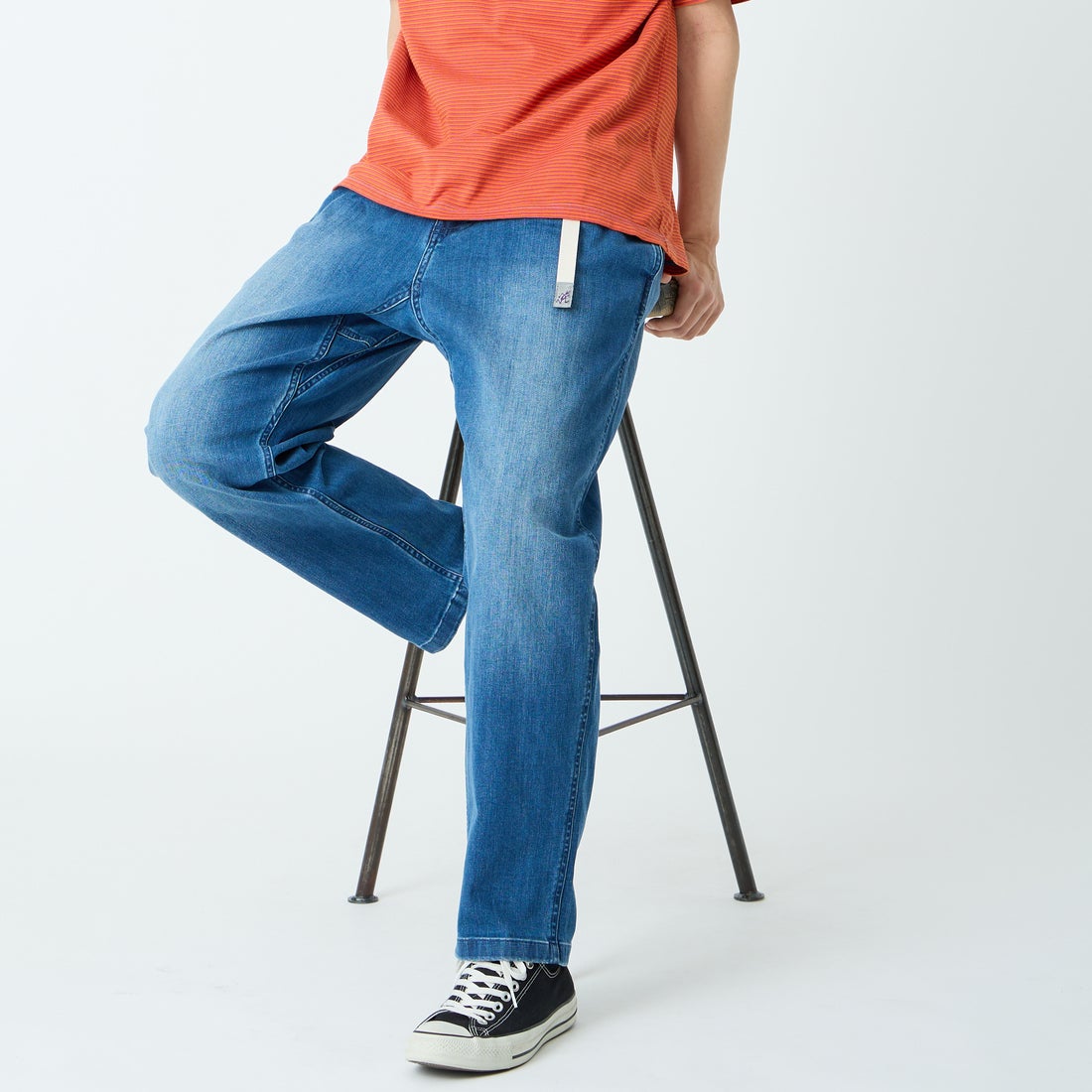 GRAMiCCi [グラミチ] 別注 ストレッチデニム エブリデイパンツ [GUP6-S2014-JF] DARK USED &&モデル身長：179cm 着用サイズ：L&&