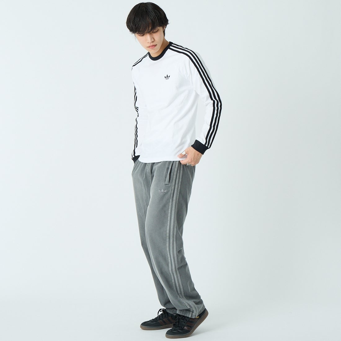 adidas Originals [アディダス オリジナルス] ルーズデニムトラックパンツ [CU325] JW5920 &&モデル身長：179cm 着用サイズ：L&&