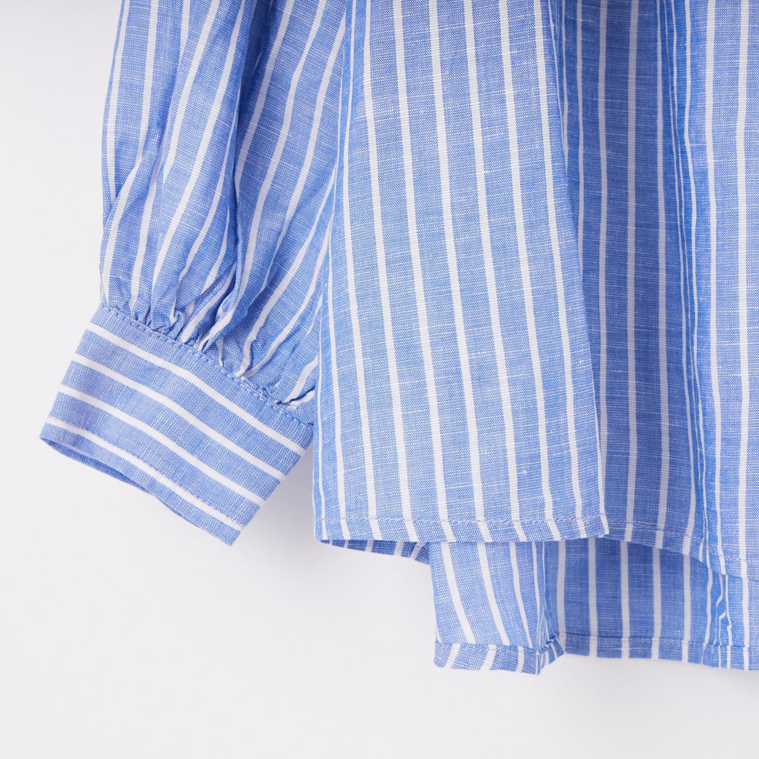 tumugu: [ツムグ] テンセルリネンストライプ フリルブラウス [TB26101-B] 75 BLUE