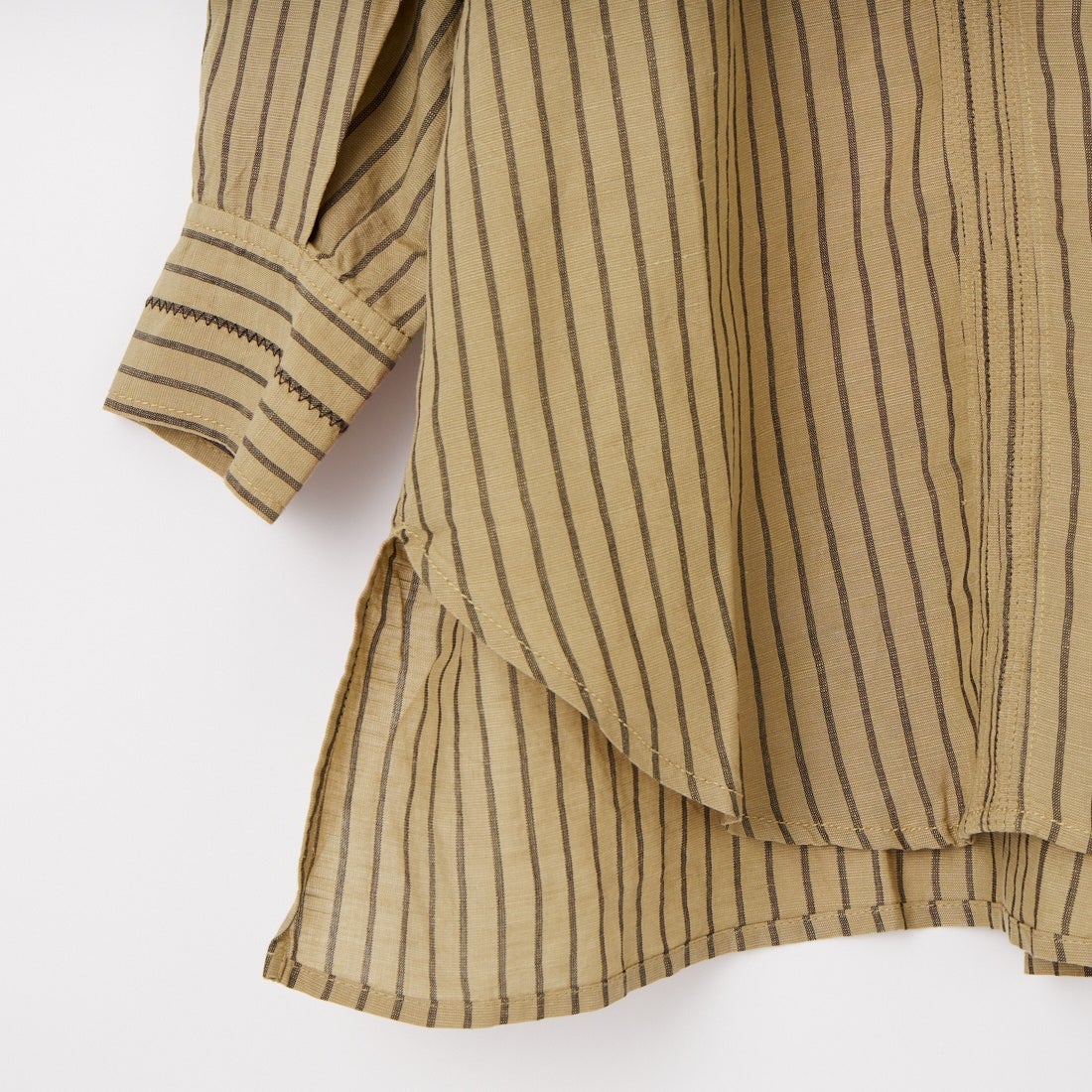 tumugu: [ツムグ] テンセルリネンストライプ チュニックシャツ [TB26102-B] 10 BEIGE