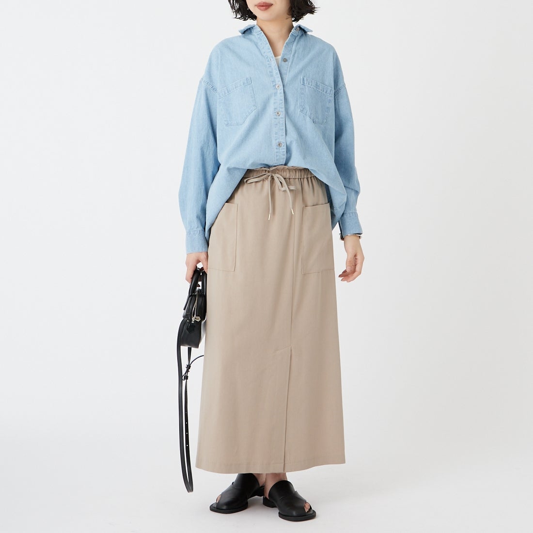 MICA&DEAL [マイカアンドディール] デニムシャツ [0126101028] L/BLUE &&モデル身長：162cm 着用サイズ：F&&