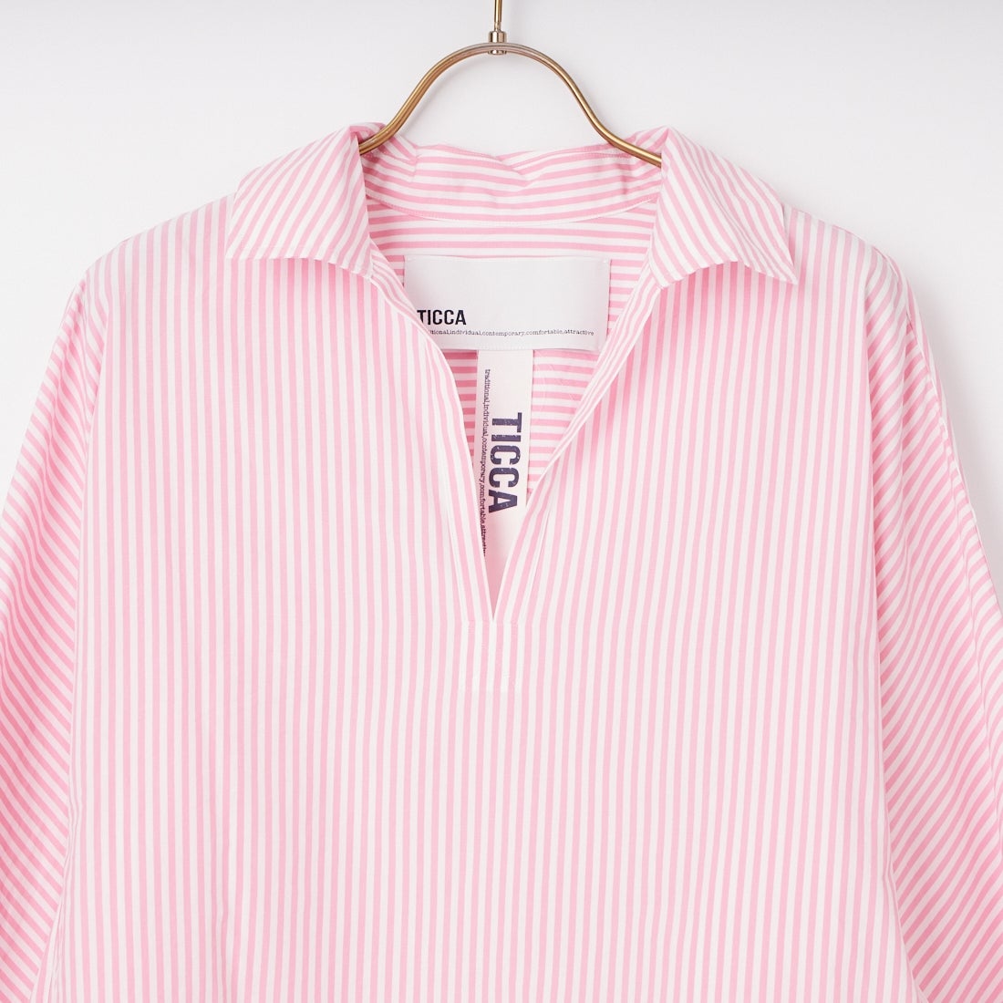 TICCA [ティッカ] スキッパーシャツ [TBFS-014] PNK STRIPE