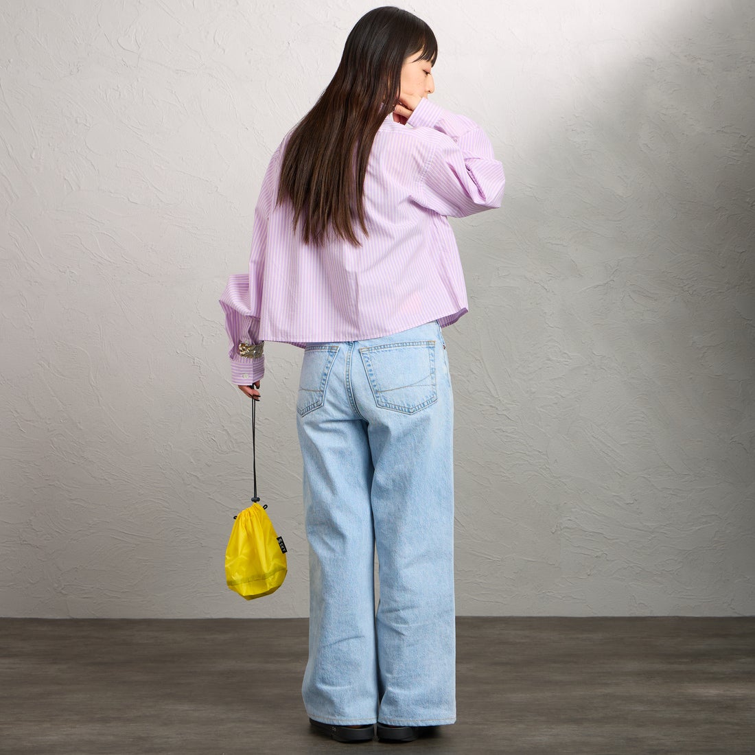 Gymphlex [ジムフレックス] ショートボタンダウンシャツ [GY-B0203TRR] PPL/YEL ST &&モデル身長：150cm 着用サイズ：12&&