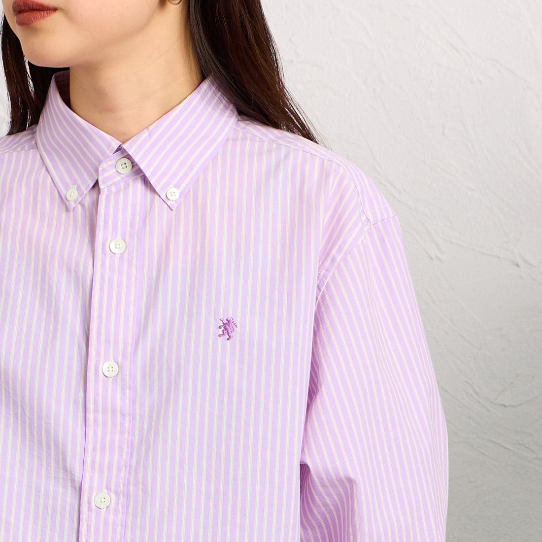 Gymphlex [ジムフレックス] ショートボタンダウンシャツ [GY-B0203TRR] PPL/YEL ST &&モデル身長：150cm 着用サイズ：12&&