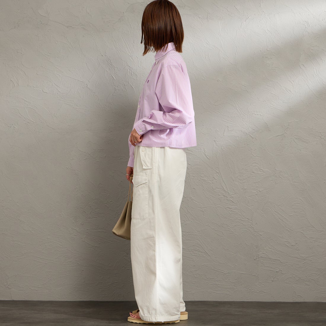 Gymphlex [ジムフレックス] ショートボタンダウンシャツ [GY-B0203TRR] PPL/YEL ST &&モデル身長：159cm 着用サイズ：12&&