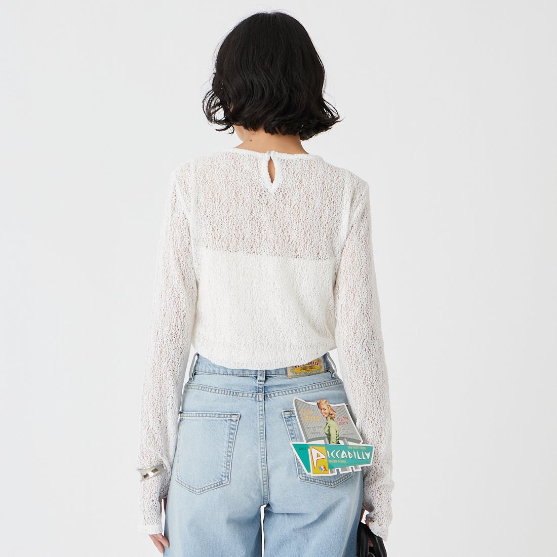 &g'aime [アンジェム] レースカットトップス [988-68100] ﾎﾜｲﾄ &&モデル身長：162cm 着用サイズ：F&&