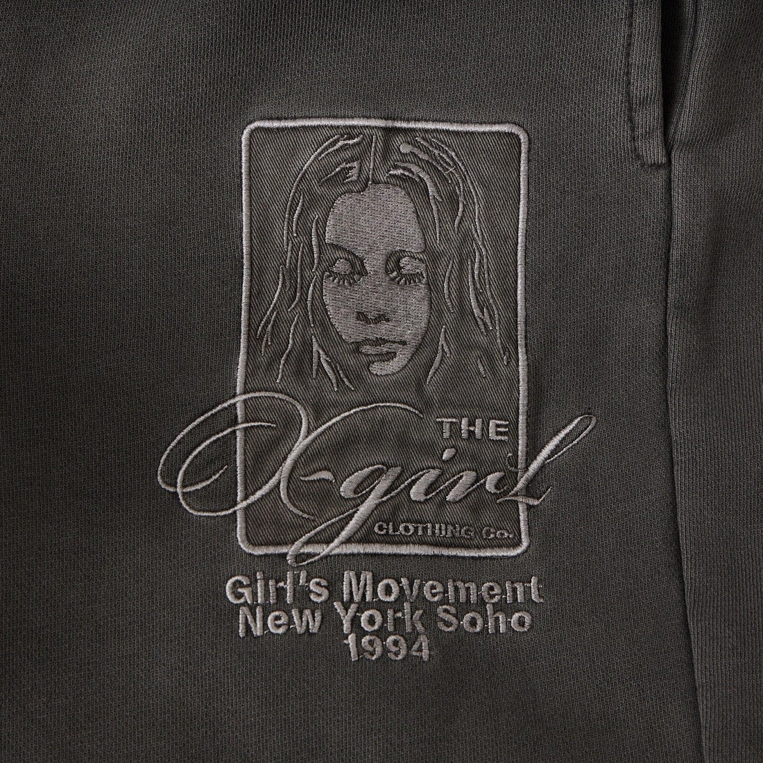 X-girl [エックスガール] ピグメントダイ フェイス&ロゴスクエアパッチ スウェットパンツ [105261031005] BLACK