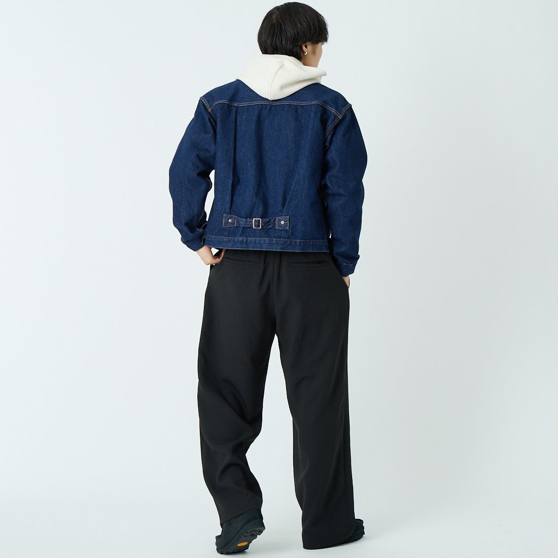 CIOTA [シオタ] シングルポケットデニムジャケット [JKLM-301-NIW] NAVY &&モデル身長：179cm 着用サイズ：42&&