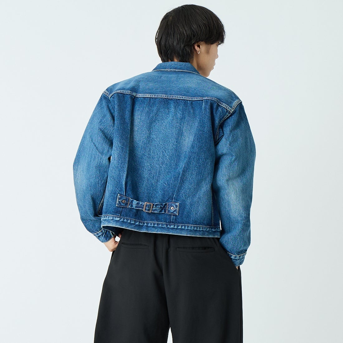 CIOTA [シオタ] シングルポケットデニムジャケット [JKLM-301-NIMDBL-D] MID DK.BLU &&モデル身長：179cm 着用サイズ：42&&