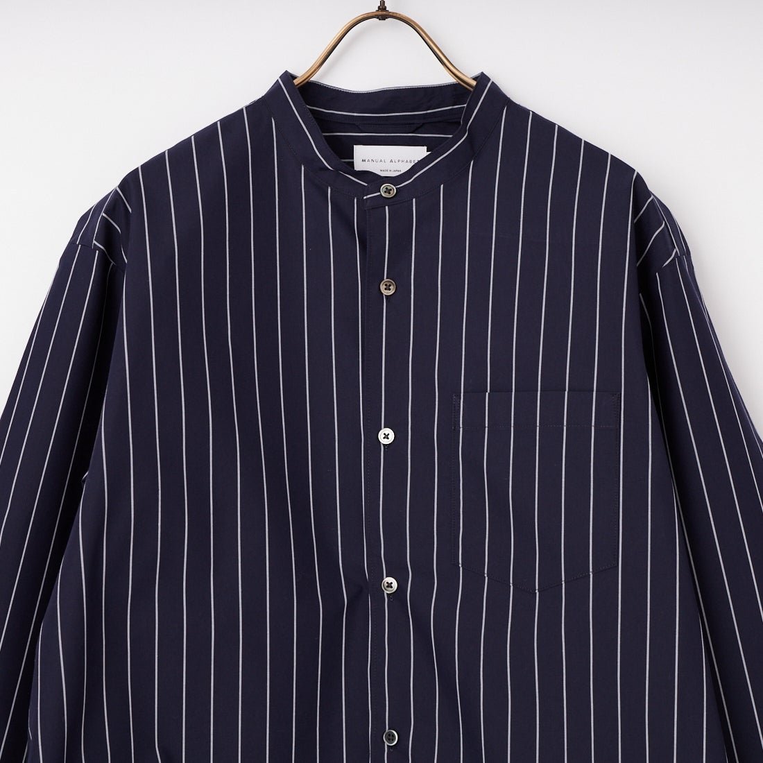 MANUAL ALPHABET [マニュアルアルファベット] バンドカラーワイドシャツ [MA-S-810] NAVY ST