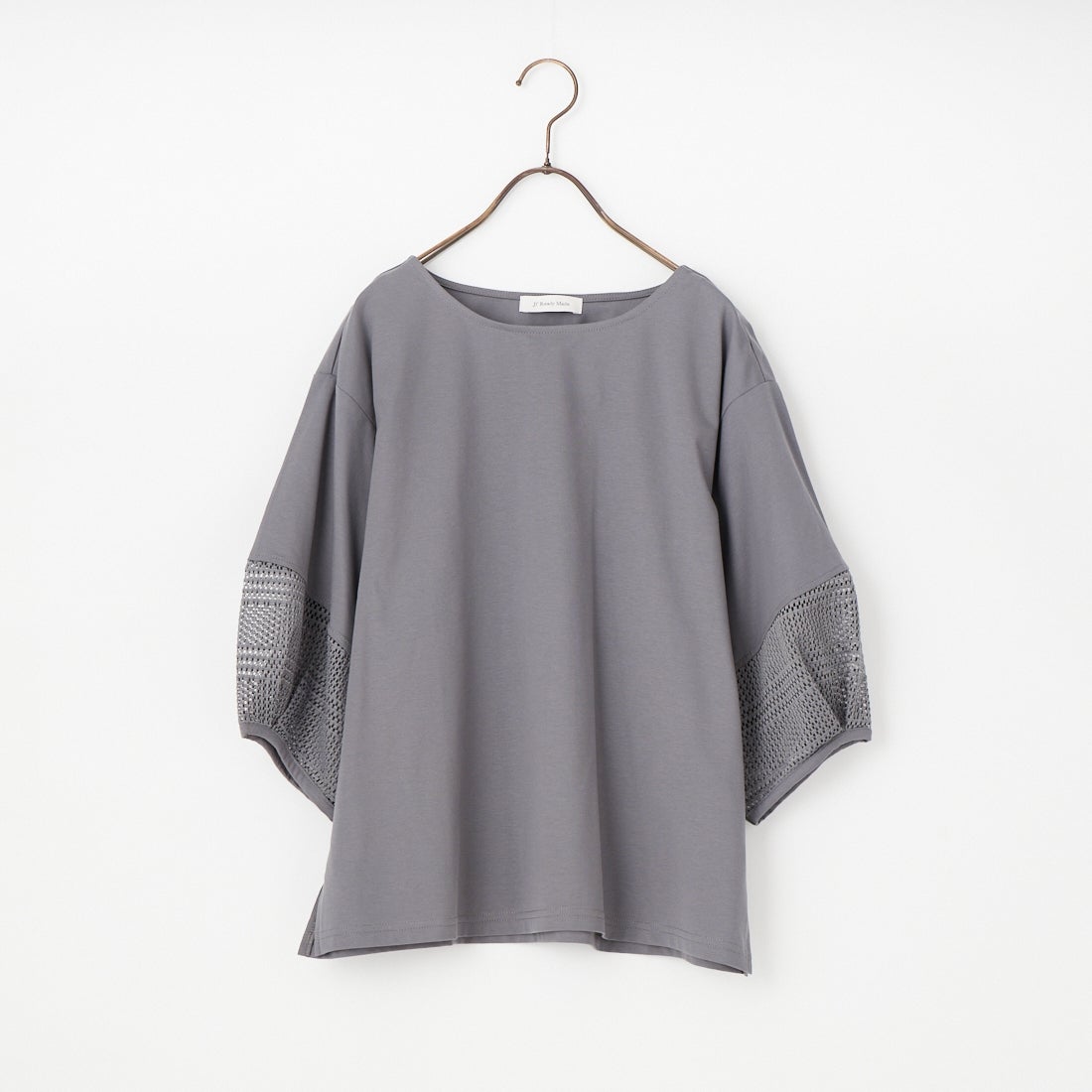 Jf Ready Made [ジェイエフレディメイド] 袖レース切替シルケットTシャツ [3211104] 802 ﾁｬｺｰﾙ