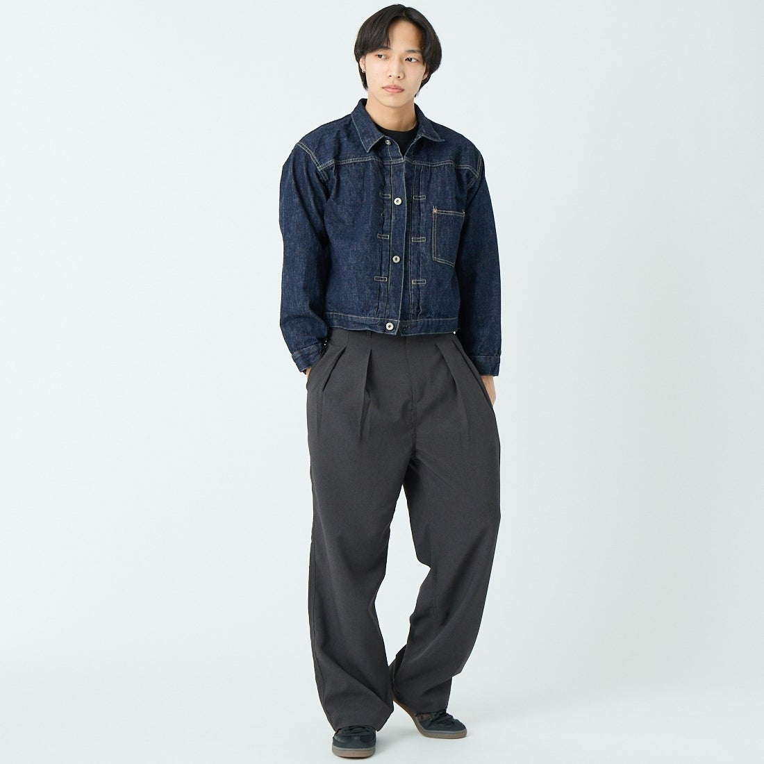 REMI RELIEF [レミレリーフ] 12oz 大戦モデルジャケット [RN1017SDQ] ONE WASH &&モデル身長：179cm 着用サイズ：M&&