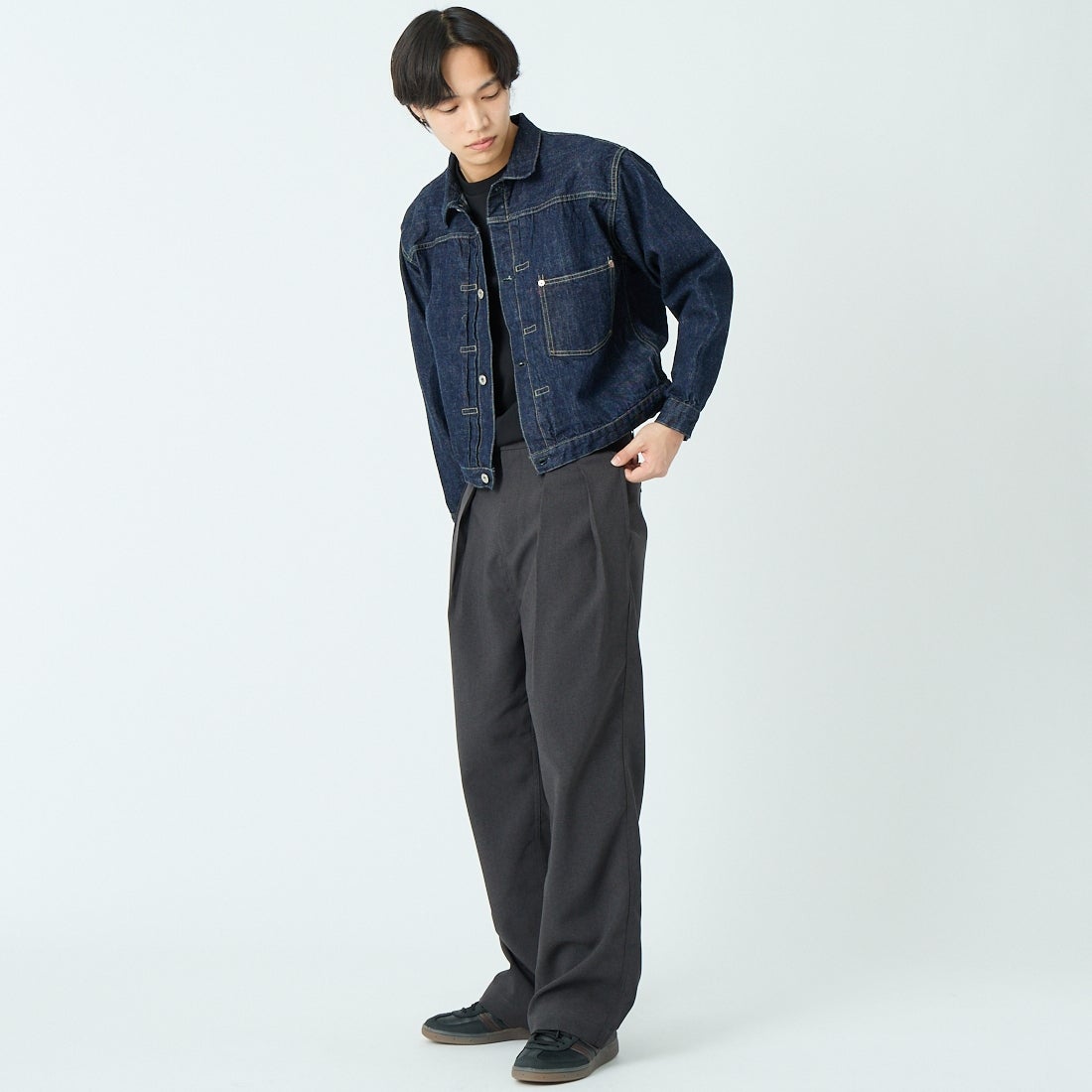 REMI RELIEF [レミレリーフ] 12oz 大戦モデルジャケット [RN1017SDQ] ONE WASH &&モデル身長：179cm 着用サイズ：M&&