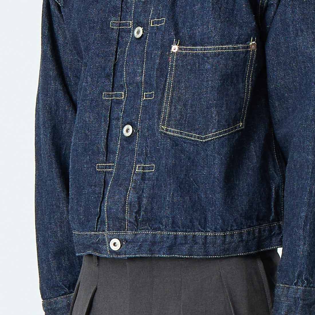 REMI RELIEF [レミレリーフ] 12oz 大戦モデルジャケット [RN1017SDQ] ONE WASH &&モデル身長：179cm 着用サイズ：M&&