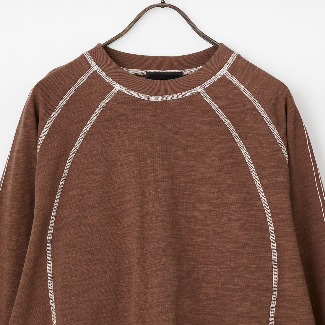 SLICK [スリック] スラブ天竺配色ステッチクルーネックプルオーバー [5130219] 500 BROWN
