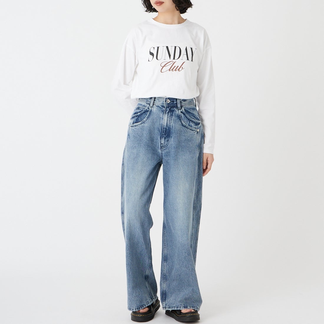 MAISON SPECIAL [メゾンスペシャル] ダブルポケットカラーデニム [21261465803] BLU &&モデル身長：162cm 着用サイズ：24&&