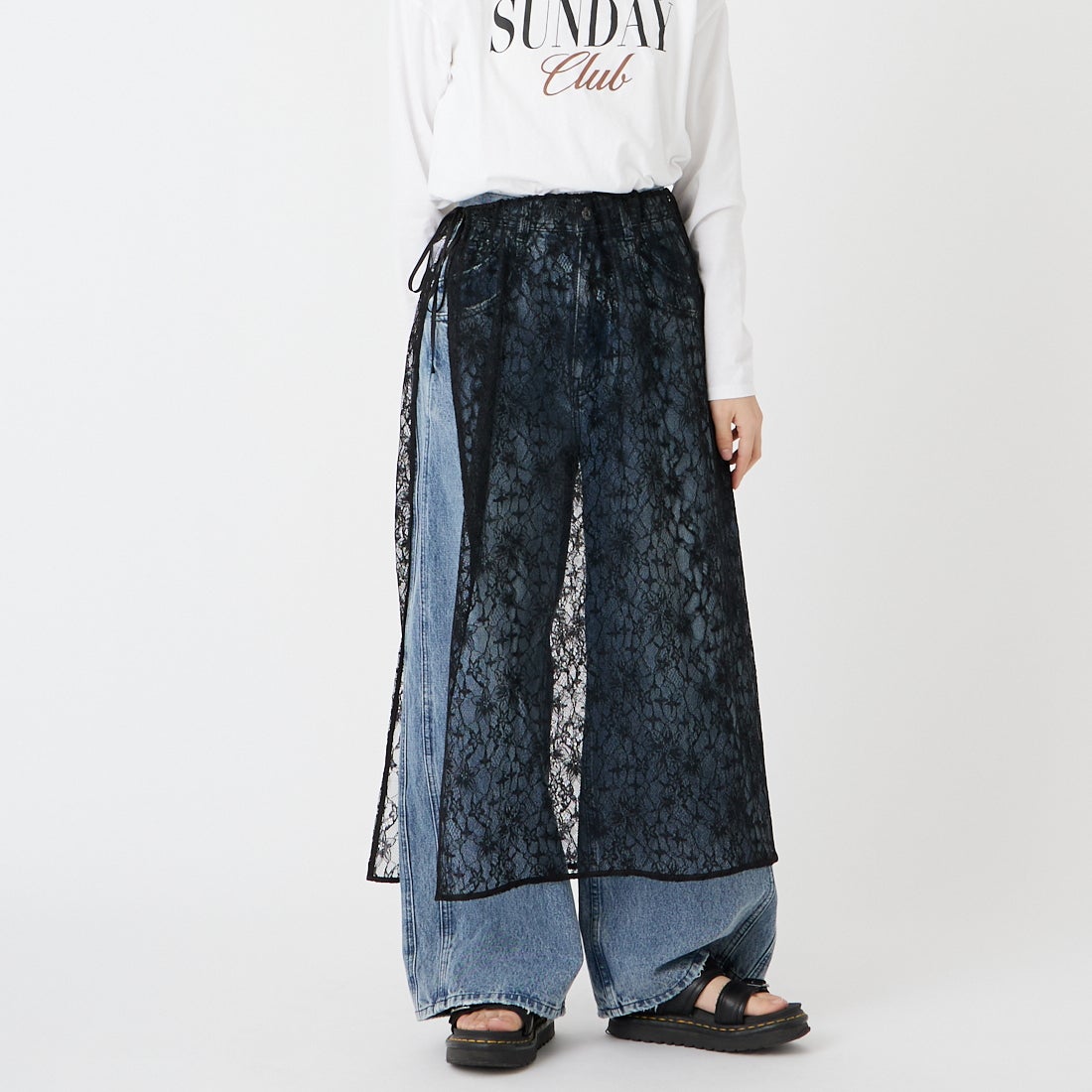 MAISON SPECIAL [メゾンスペシャル] ダブルポケットカラーデニム [21261465803] BLU &&モデル身長：162cm 着用サイズ：24&&