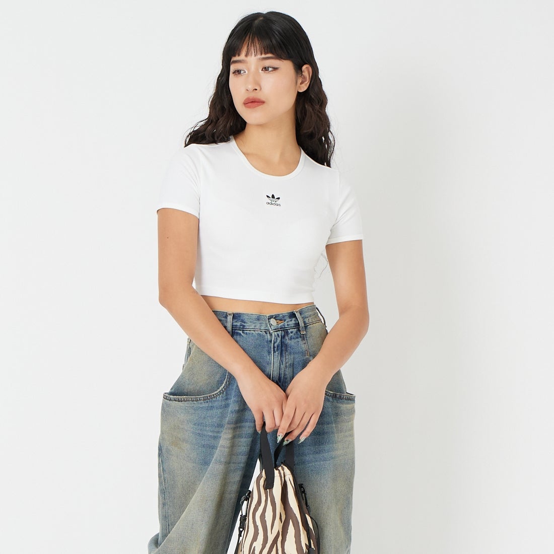adidas Originals [アディダス オリジナルス] エッセンシャルズ リブ Tシャツ [JTN56] JC9026 &&モデル身長：162cm 着用サイズ：M&&