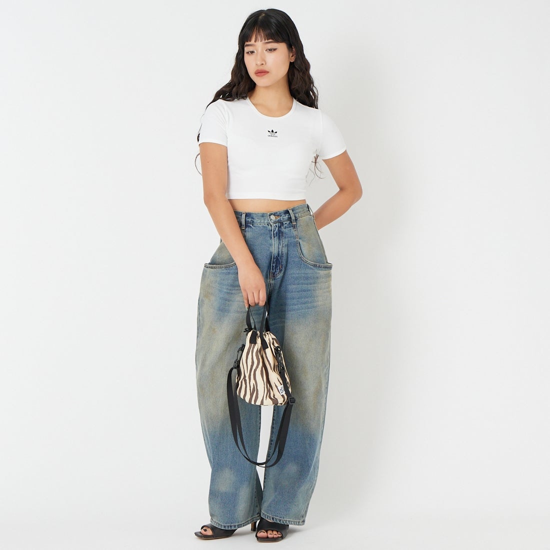 adidas Originals [アディダス オリジナルス] エッセンシャルズ リブ Tシャツ [JTN56] JC9026 &&モデル身長：162cm 着用サイズ：M&&