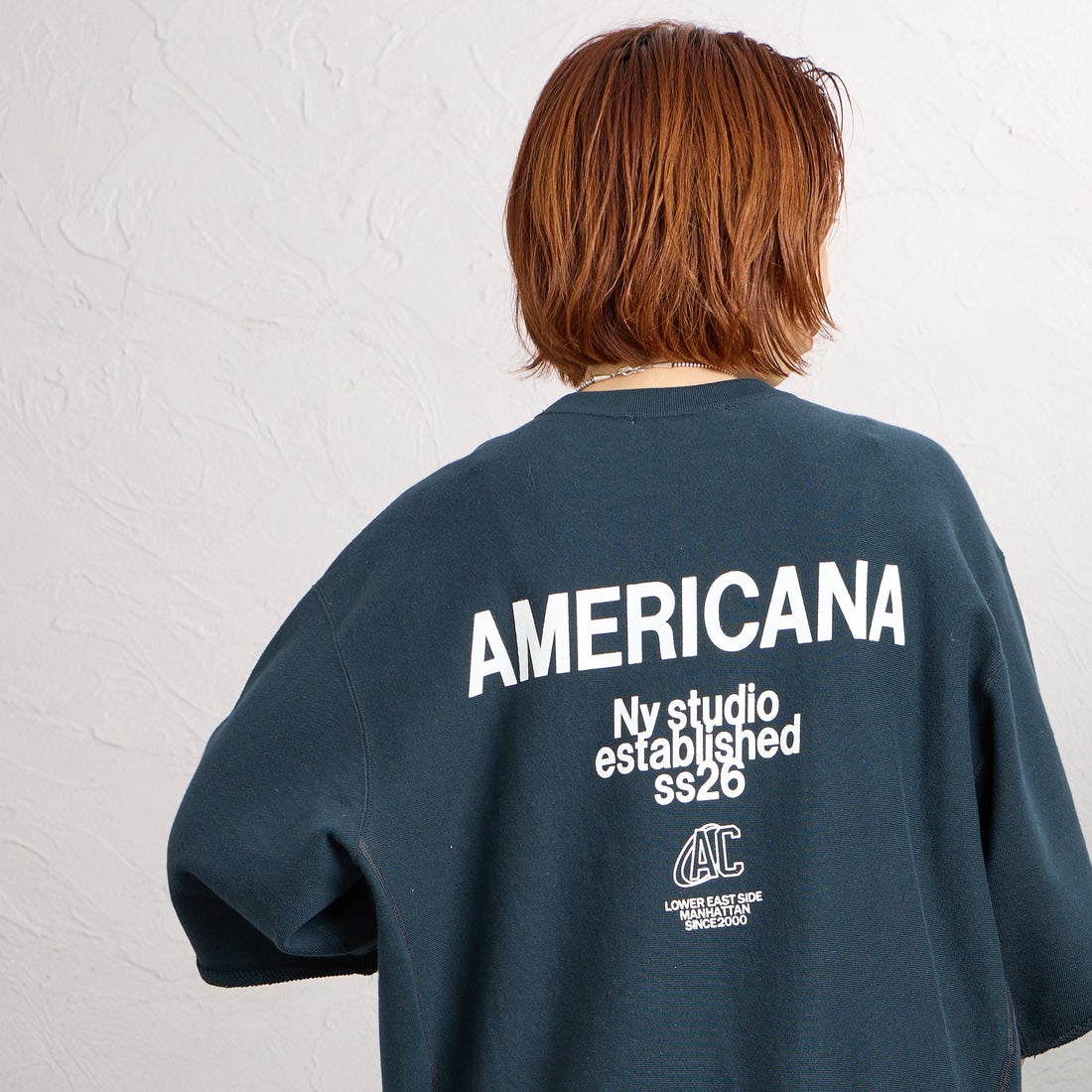 Americana [アメリカーナ] カットオフリバースウィーブスウェット [BRF-802A-2] ｽﾐｸﾛ &&モデル身長：158cm 着用サイズ：ONE SIZE&&