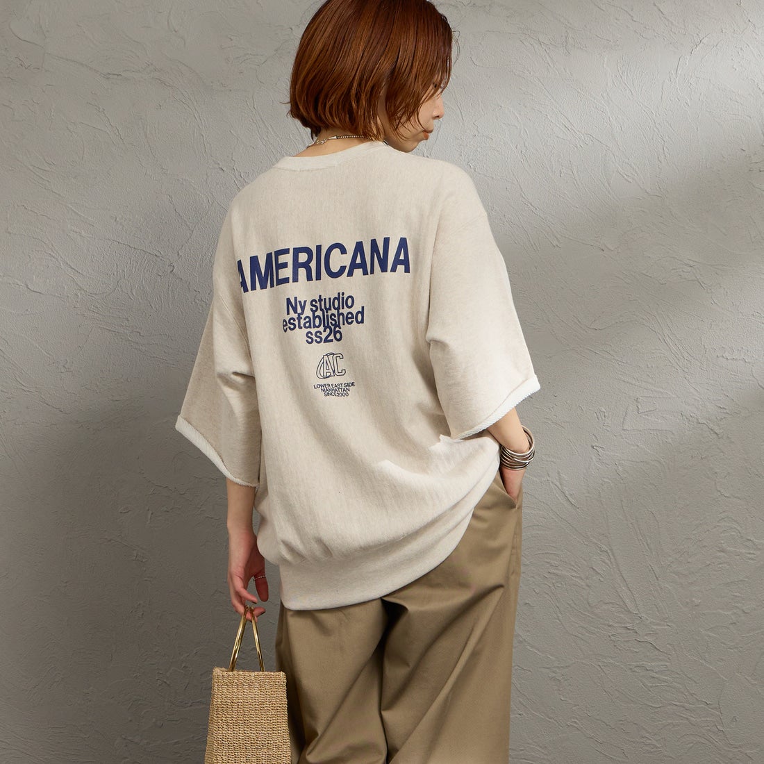 Americana [アメリカーナ] カットオフリバースウィーブスウェット [BRF-802A-2] ｵｰﾄﾐｰﾙ &&モデル身長：158cm 着用サイズ：ONE SIZE&&