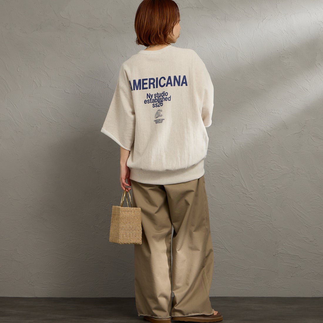 Americana [アメリカーナ] カットオフリバースウィーブスウェット [BRF-802A-2] ｵｰﾄﾐｰﾙ &&モデル身長：158cm 着用サイズ：ONE SIZE&&