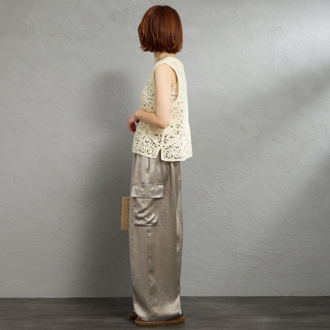 MARMARMAR [マーマーマー] レース編みベスト [2-820011] 12 IVORY &&モデル身長：158cm 着用サイズ：F&&