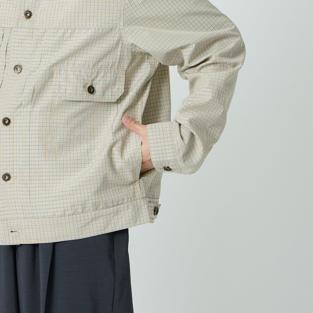 UNIVERSAL OVERALL [ユニバーサルオーバーオール] 別注 シャツトラッカージャケット [U2613401IN-JF] BEIGE CHEC