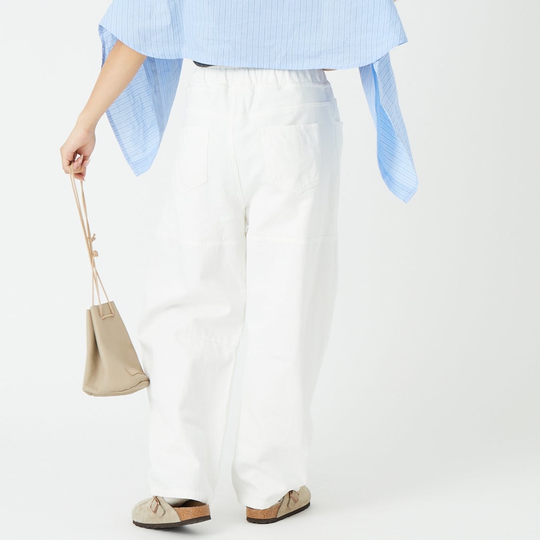 DIGNITE COLLIER [ディニテコリエ] ガーメントダイ切替パンツ [80267032] 031 ｵﾌﾎﾜｲﾄ &&モデル身長：162cm 着用サイズ：F&&