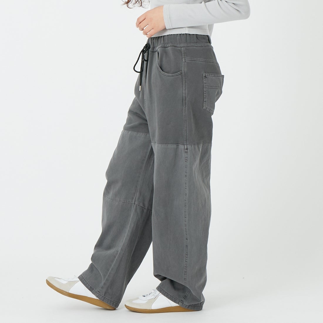 DIGNITE COLLIER [ディニテコリエ] ガーメントダイ切替パンツ [80267032] 004 ﾌﾞﾗｯｸ &&モデル身長：162cm 着用サイズ：F&&