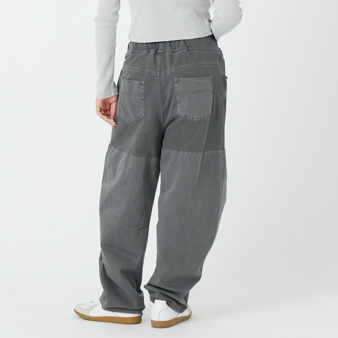 DIGNITE COLLIER [ディニテコリエ] ガーメントダイ切替パンツ [80267032] 004 ﾌﾞﾗｯｸ &&モデル身長：162cm 着用サイズ：F&&