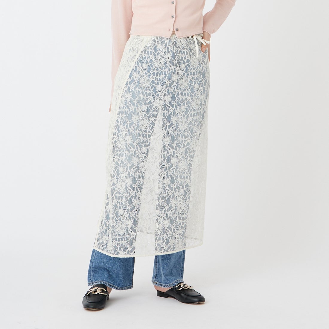 Elisa Novelli [エリサノヴェリ] レースラップスカート [JH-985] WHITE &&モデル身長：162cm 着用サイズ：F&&