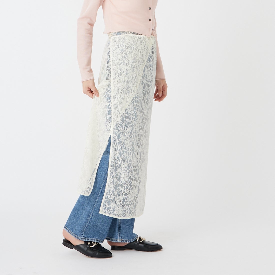 Elisa Novelli [エリサノヴェリ] レースラップスカート [JH-985] WHITE &&モデル身長：162cm 着用サイズ：F&&