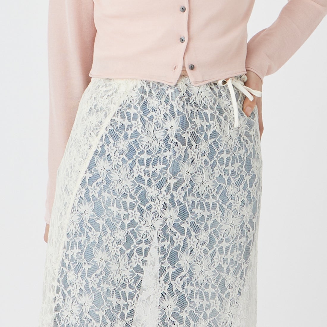 Elisa Novelli [エリサノヴェリ] レースラップスカート [JH-985] WHITE &&モデル身長：162cm 着用サイズ：F&&