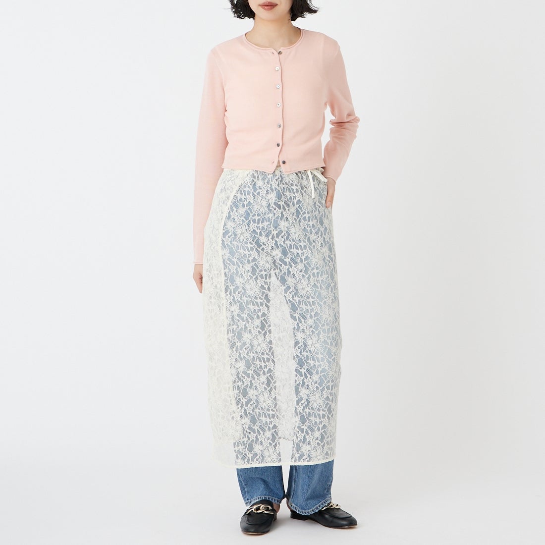 Elisa Novelli [エリサノヴェリ] レースラップスカート [JH-985] WHITE &&モデル身長：162cm 着用サイズ：F&&