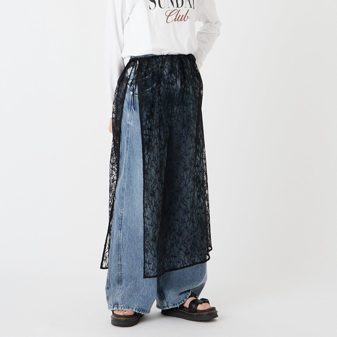 Elisa Novelli [エリサノヴェリ] レースラップスカート [JH-985] BLACK &&モデル身長：162cm 着用サイズ：F&&