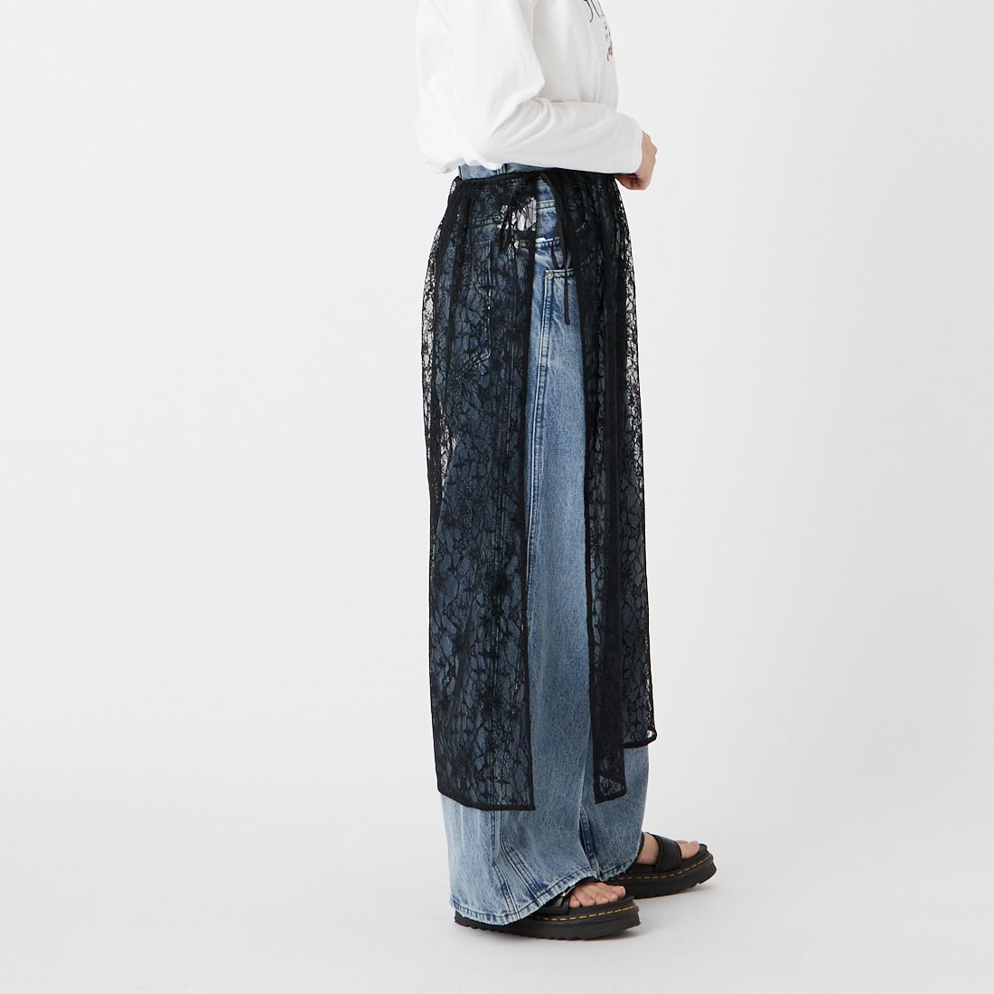 Elisa Novelli [エリサノヴェリ] レースラップスカート [JH-985] BLACK &&モデル身長：162cm 着用サイズ：F&&