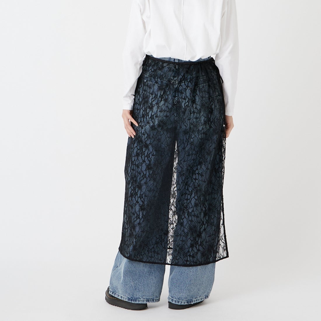 Elisa Novelli [エリサノヴェリ] レースラップスカート [JH-985] BLACK &&モデル身長：162cm 着用サイズ：F&&