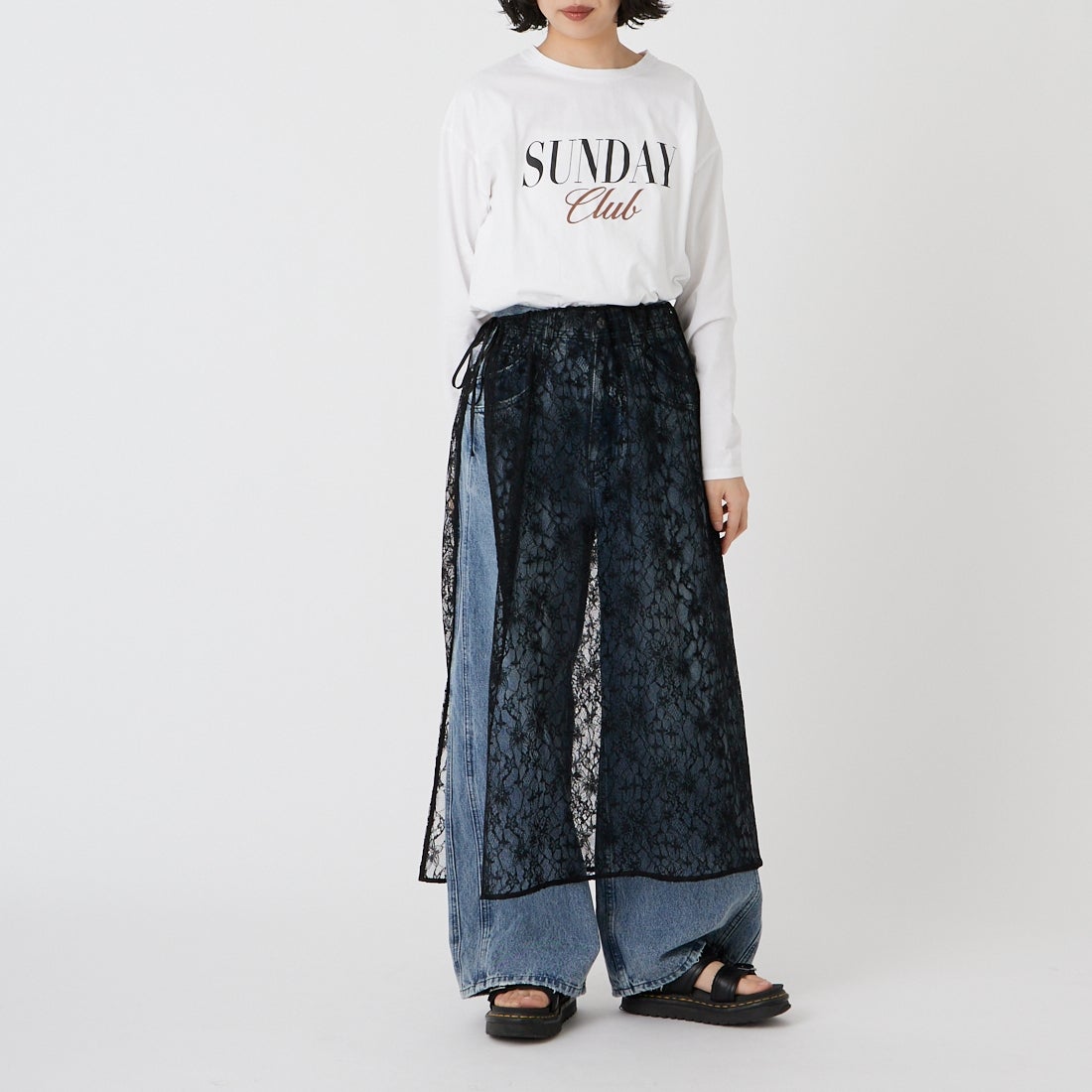 Elisa Novelli [エリサノヴェリ] レースラップスカート [JH-985] BLACK &&モデル身長：162cm 着用サイズ：F&&