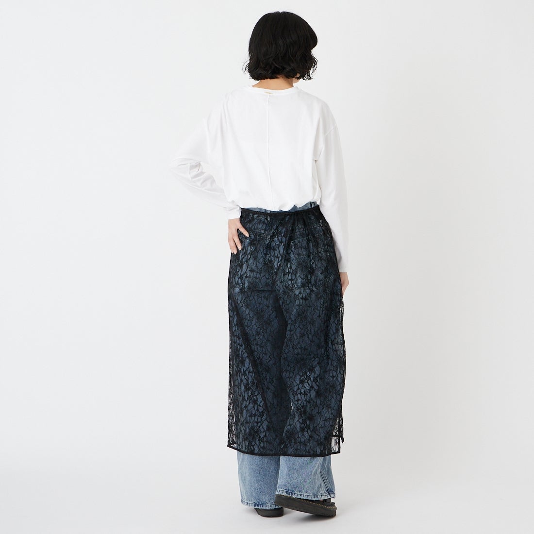 Elisa Novelli [エリサノヴェリ] レースラップスカート [JH-985] BLACK &&モデル身長：162cm 着用サイズ：F&&