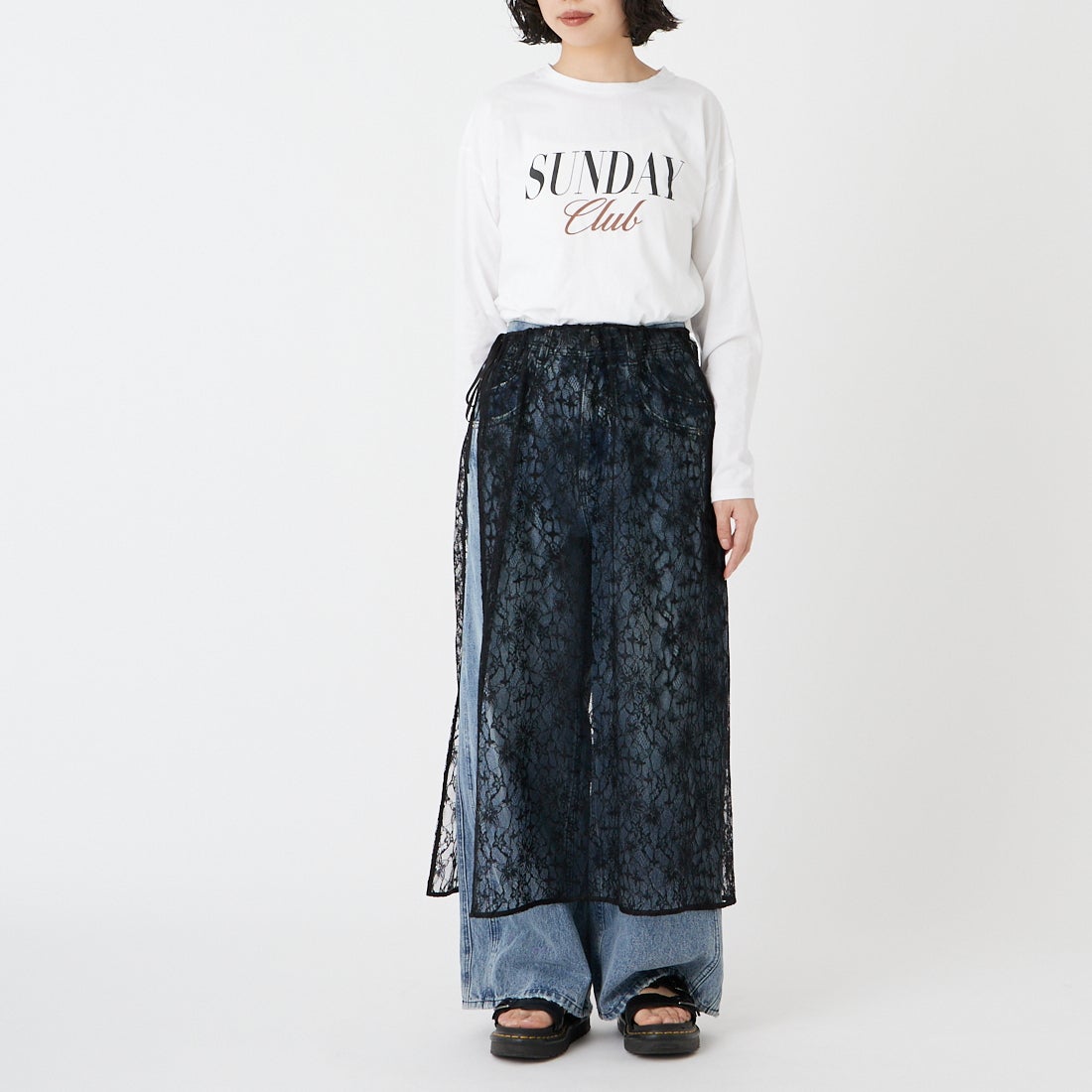 Elisa Novelli [エリサノヴェリ] レースラップスカート [JH-985] BLACK &&モデル身長：162cm 着用サイズ：F&&