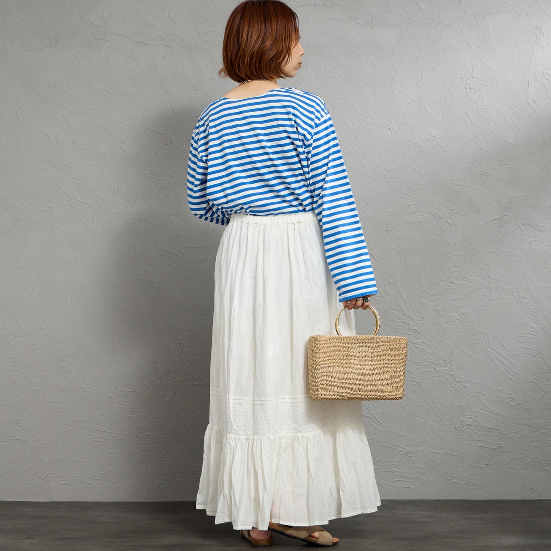 MARMARMAR [マーマーマー] レース切り替えタックボリュームスカート [2-860065] 11 OFF WHI &&モデル身長：158cm 着用サイズ：F&&