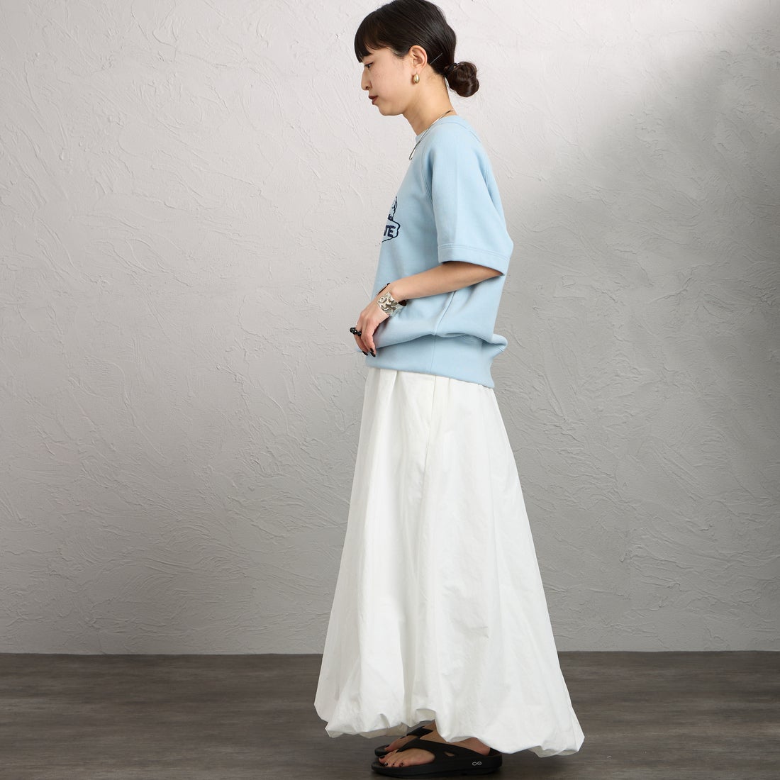 Americana [アメリカーナ] ショートスリーブラグランスウェット [BRF-800A-2] LTﾌﾞﾙｰ &&モデル身長：150cm 着用サイズ：ONE SIZE&&