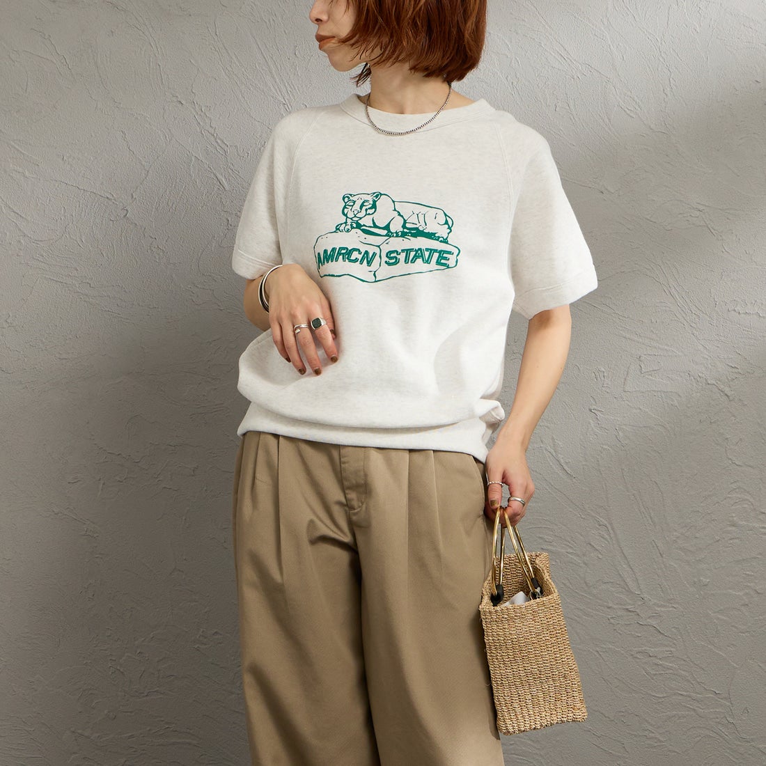 Americana [アメリカーナ] ショートスリーブラグランスウェット [BRF-800A-2] ｱｯｼｭ &&モデル身長：158cm 着用サイズ：ONE SIZE&&