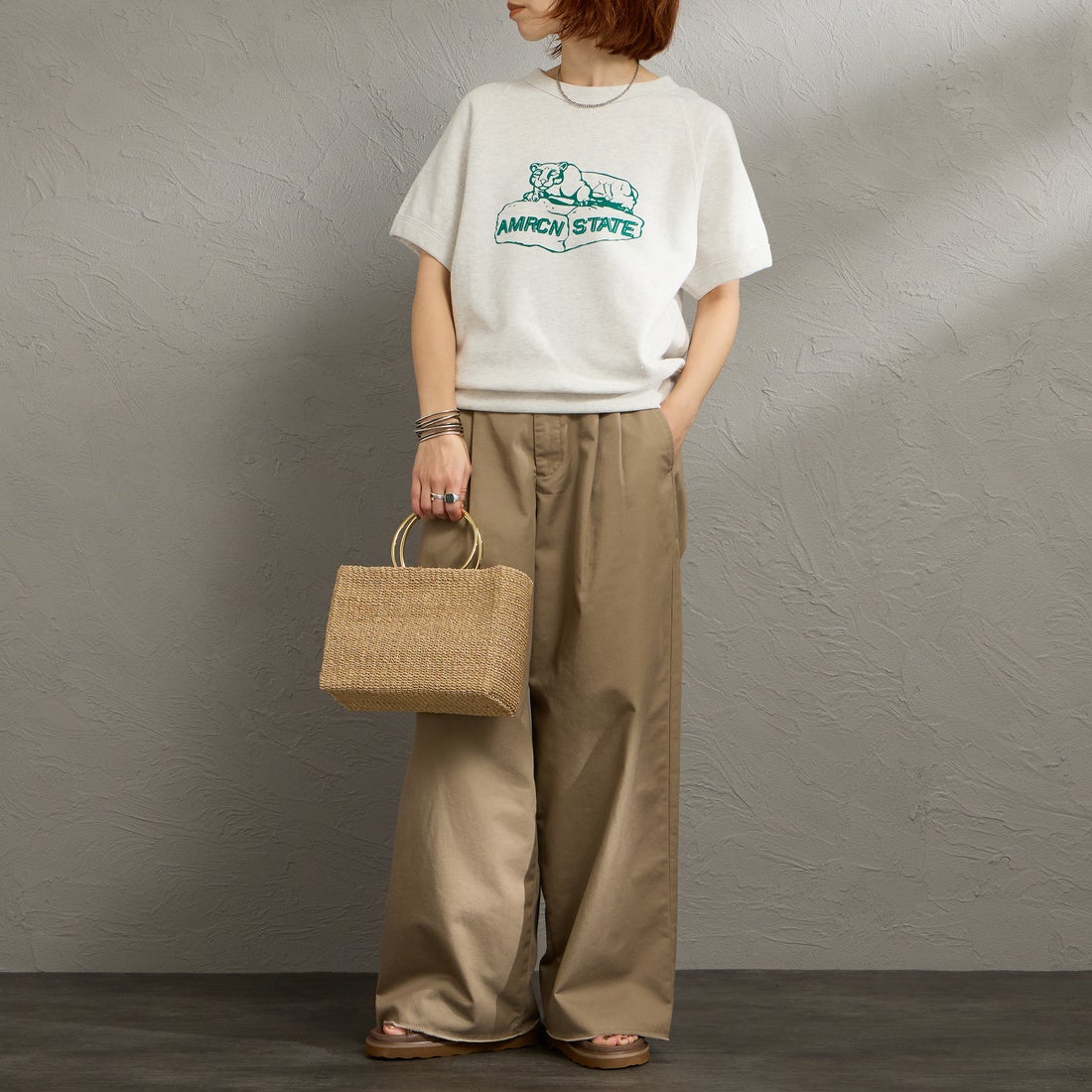 Americana [アメリカーナ] ショートスリーブラグランスウェット [BRF-800A-2] ｱｯｼｭ &&モデル身長：158cm 着用サイズ：ONE SIZE&&