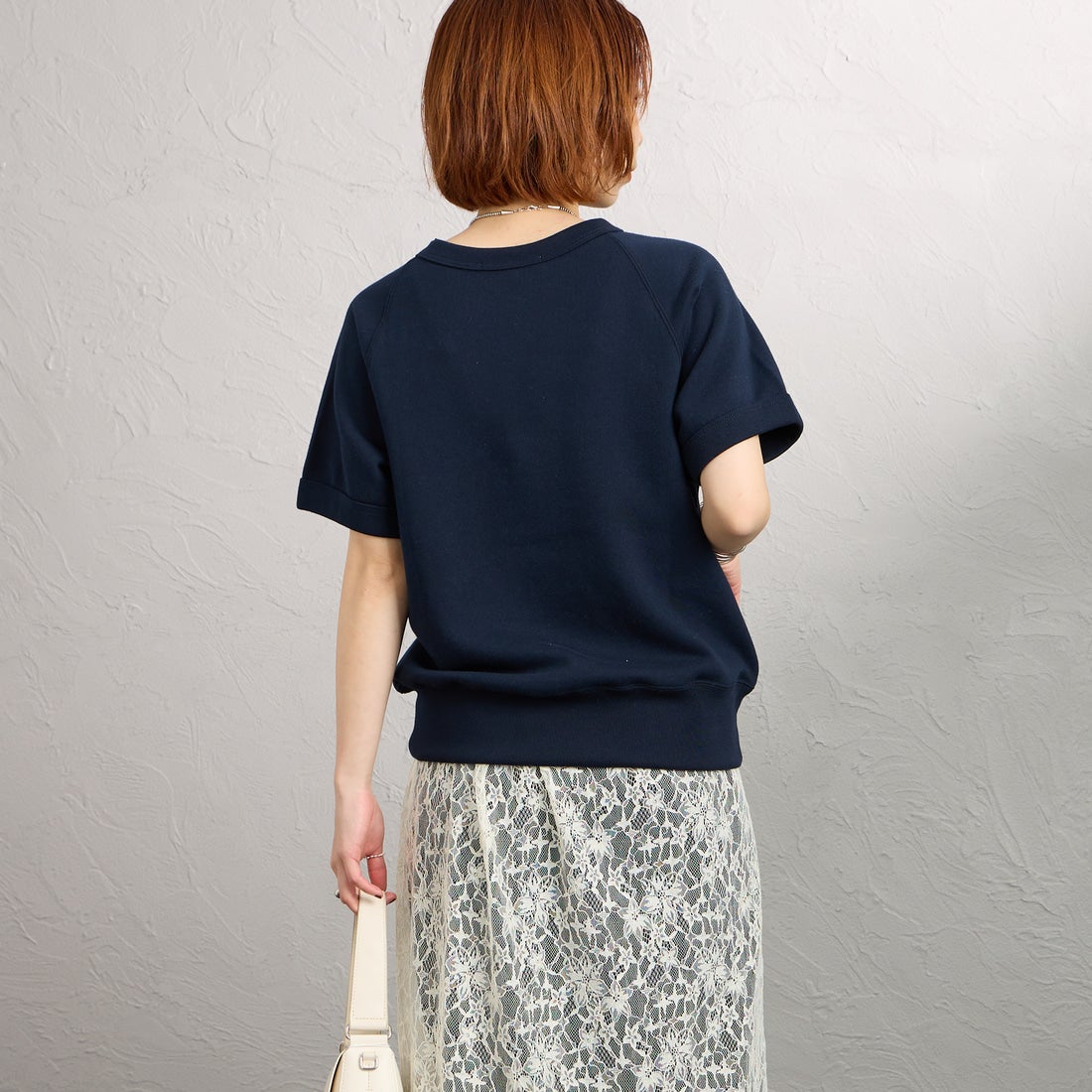 Americana [アメリカーナ] ショートスリーブラグランスウェット [BRF-800A-2] Dﾈｲﾋﾞｰ &&モデル身長：158cm 着用サイズ：ONE SIZE&&