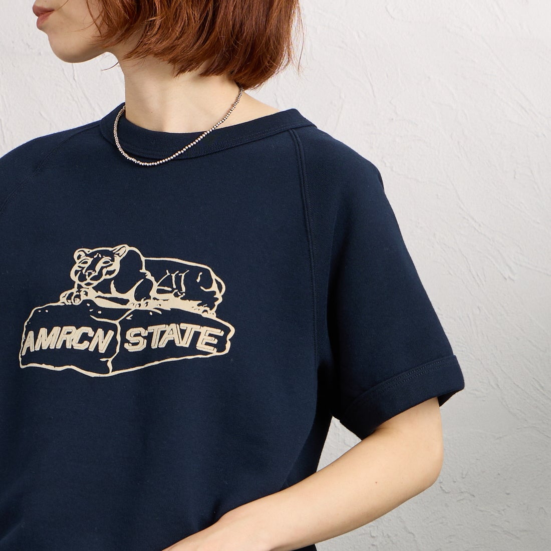 Americana [アメリカーナ] ショートスリーブラグランスウェット [BRF-800A-2] Dﾈｲﾋﾞｰ &&モデル身長：158cm 着用サイズ：ONE SIZE&&